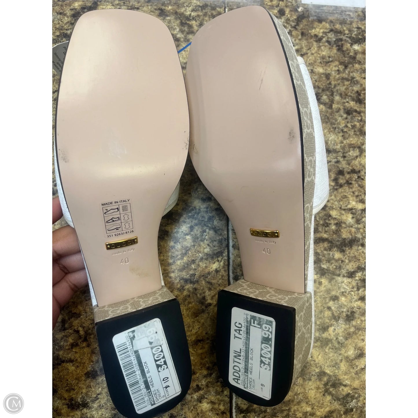 Shoes Heels Block By Gucci In Cream, Size: 9