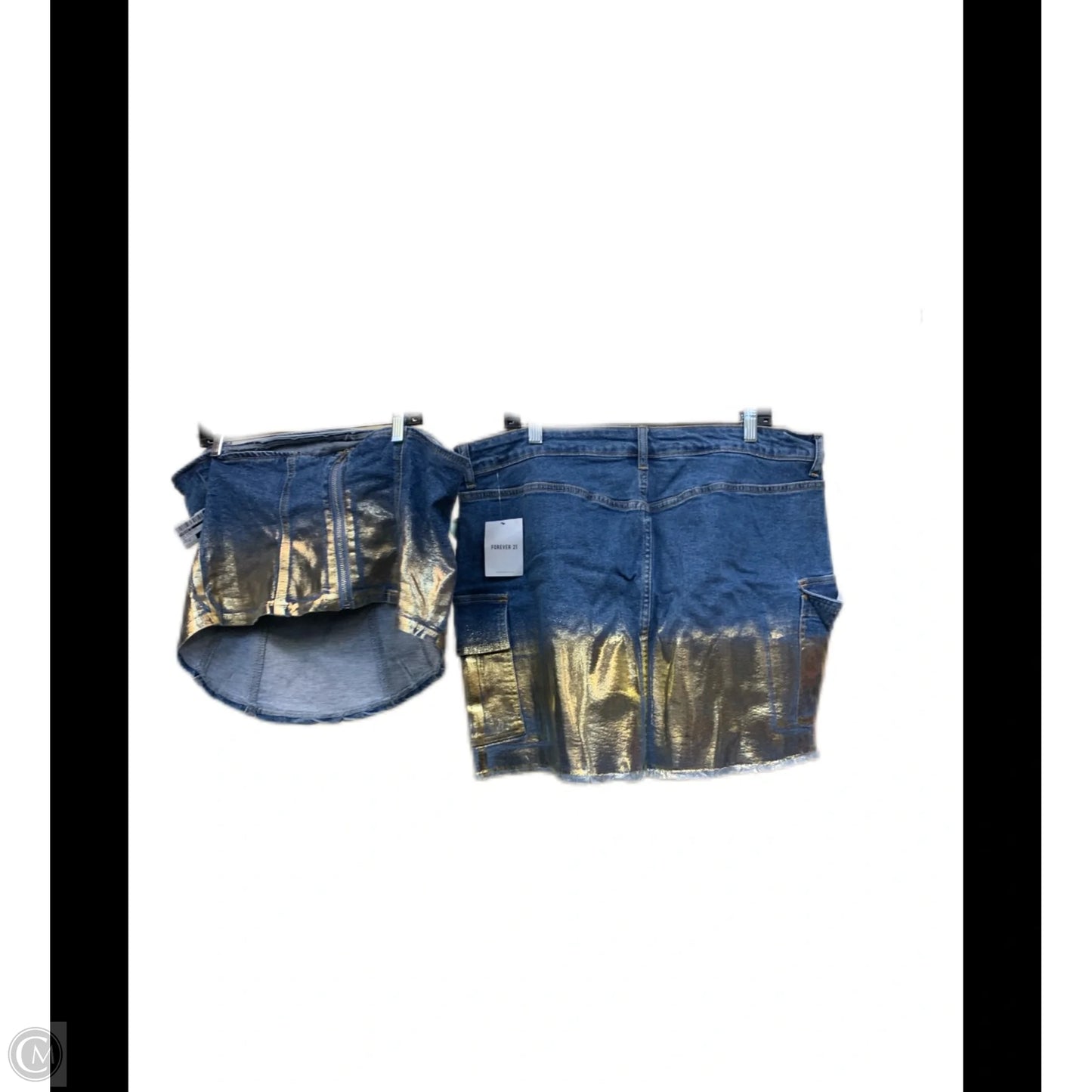 Skirt Midi By Forever 21 In Blue & Gold, Size: 2x