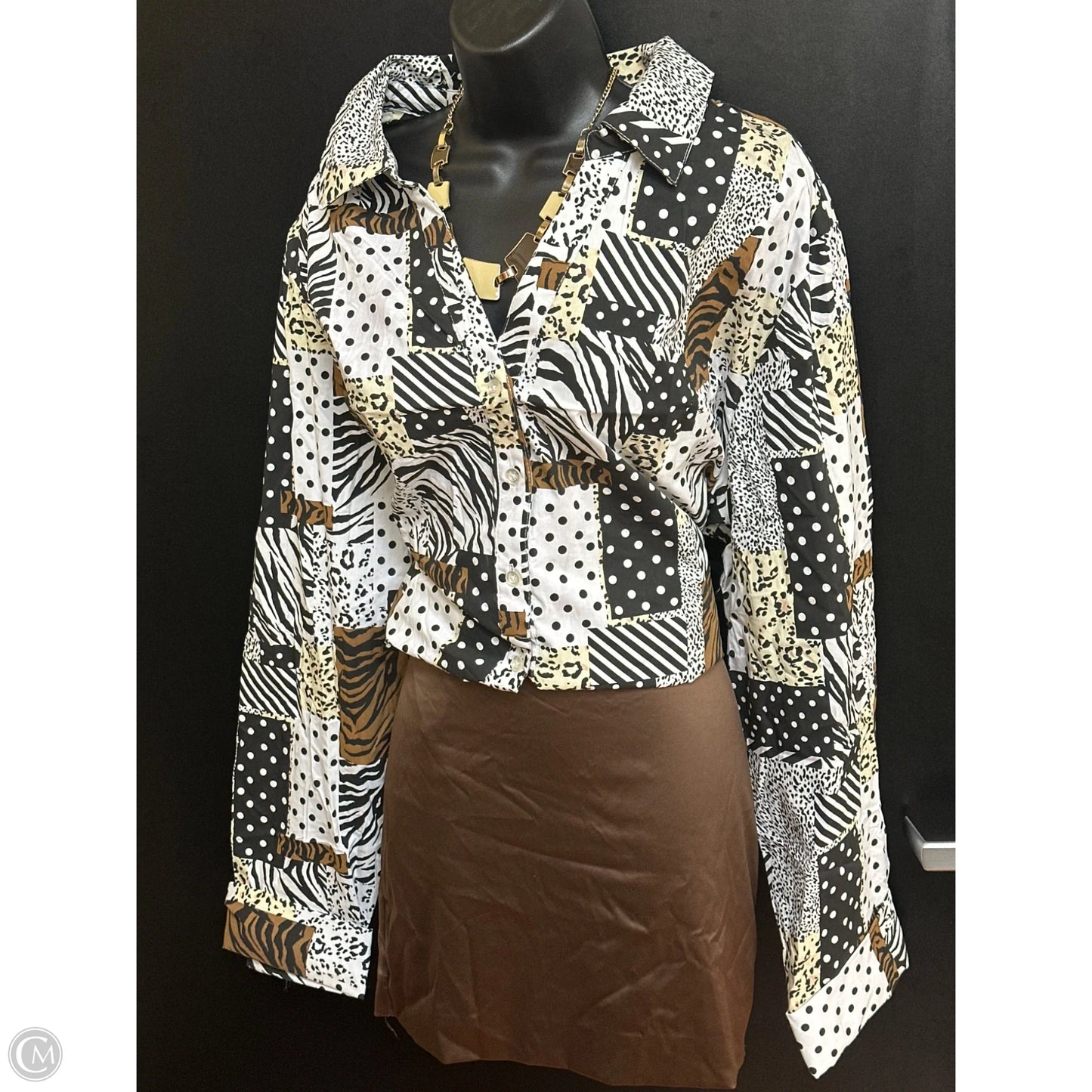 Top Long Sleeve By Ashley Stewart In Animal Print, Size: 24