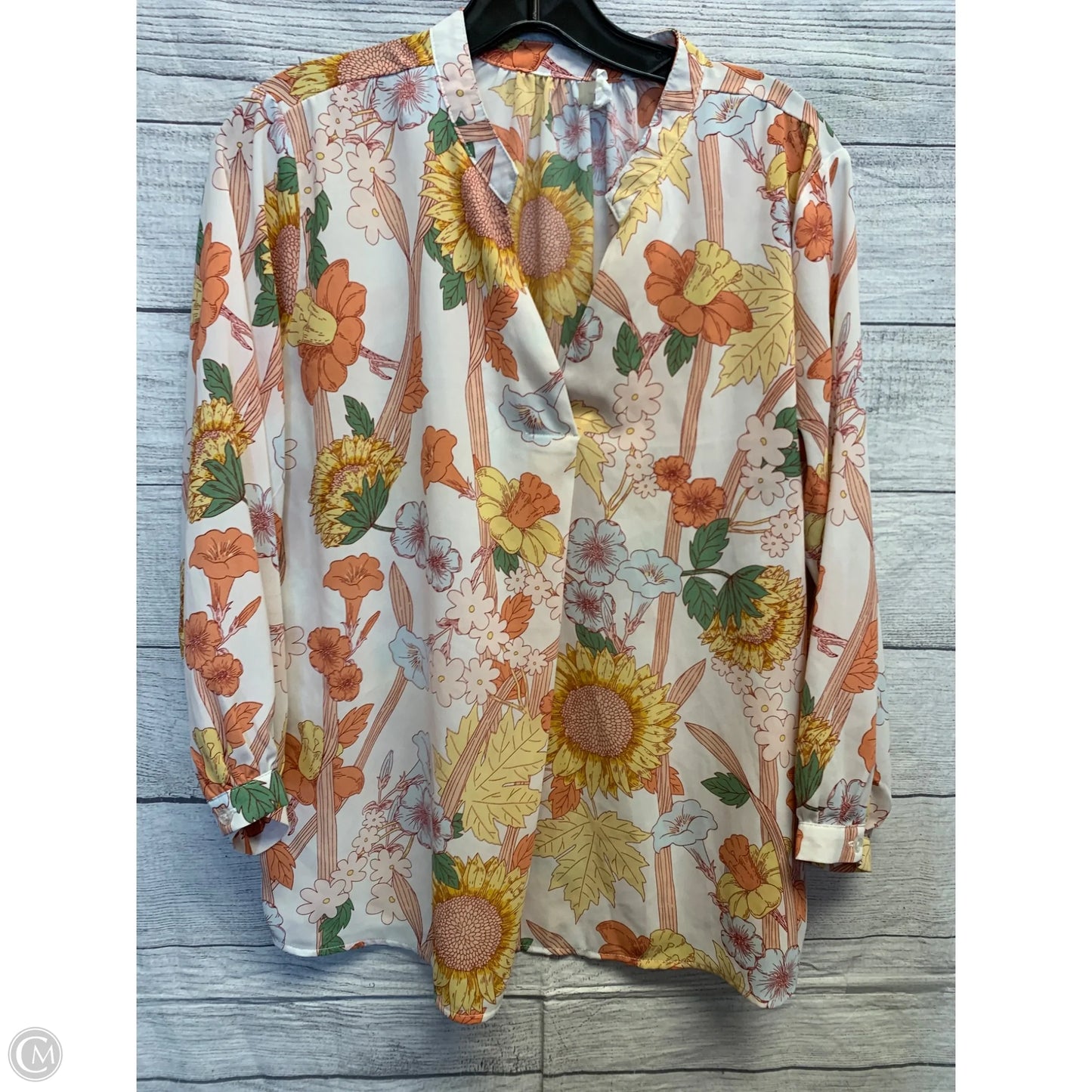 Top Long Sleeve By Milano In Floral Print, Size: L