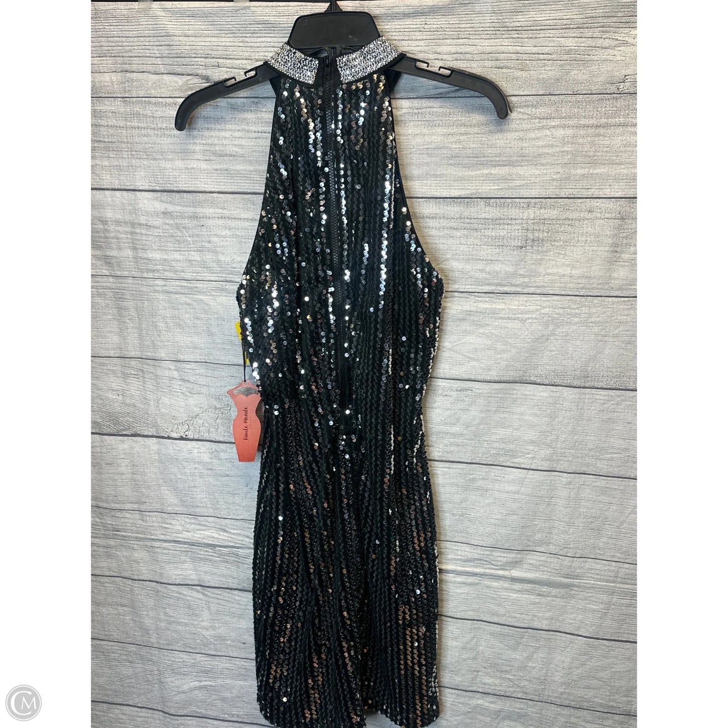 Dress Party Midi By Haute Monde In Black & Silver, Size: L