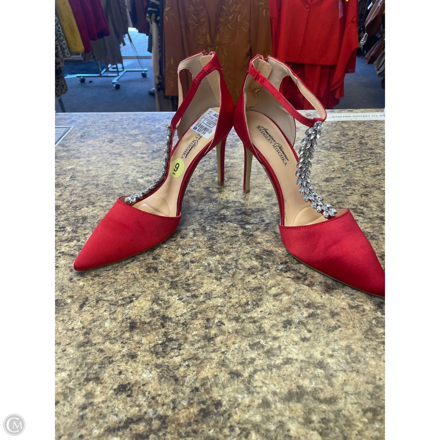 Shoes Heels Stiletto By Badgley Mischka In Red & Silver, Size: 9