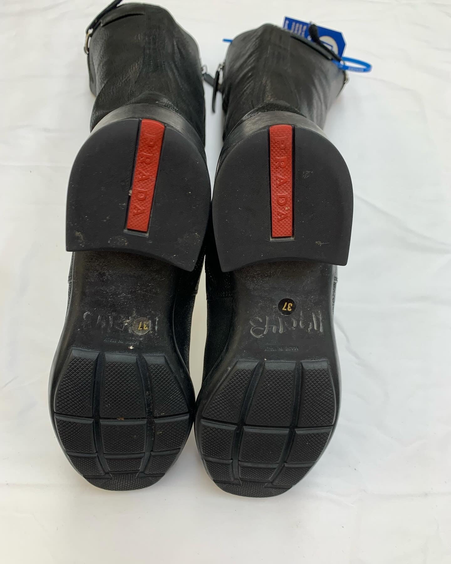 Boots Mid-calf Flats By Prada In Black, Size: 6