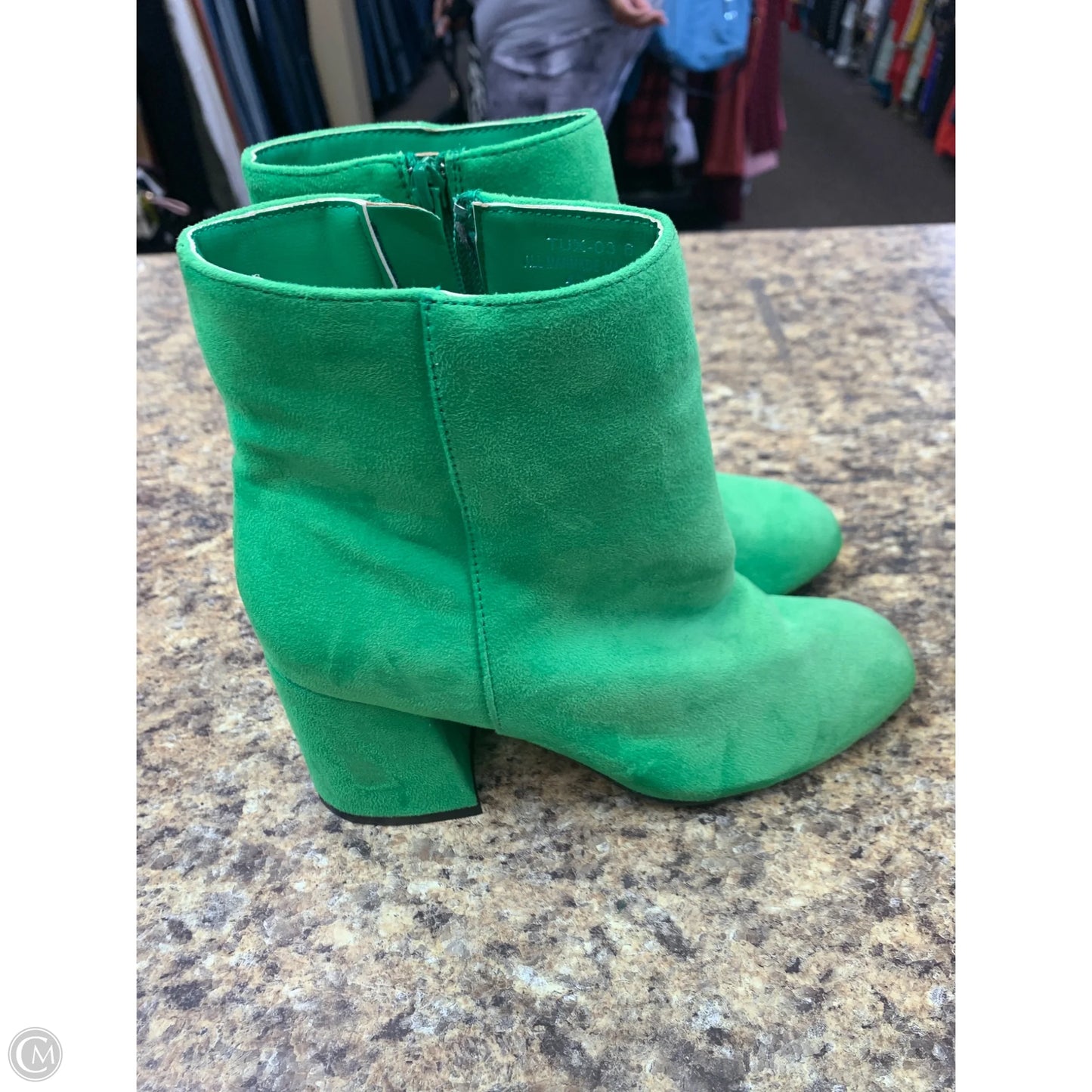 Boots Mid-calf Heels By Bamboo In Green, Size: 6