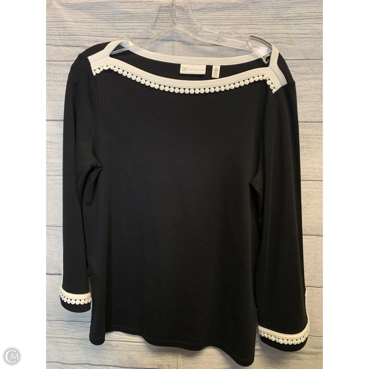 Top Long Sleeve By Rafaella In Black & White, Size: Sp