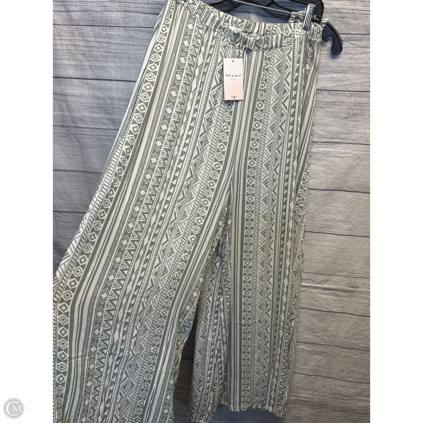 Pants Set 2pc By Clothes Mentor In Green & White, Size: M