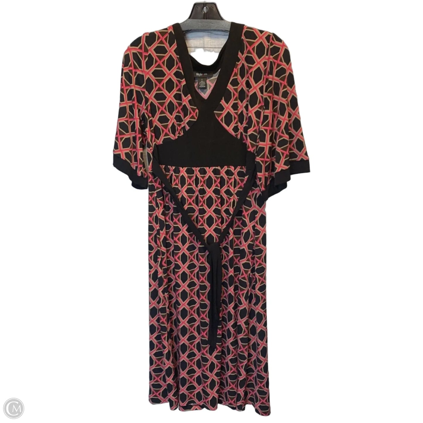 Dress Casual Midi By Style And Company In Black & Pink, Size: L