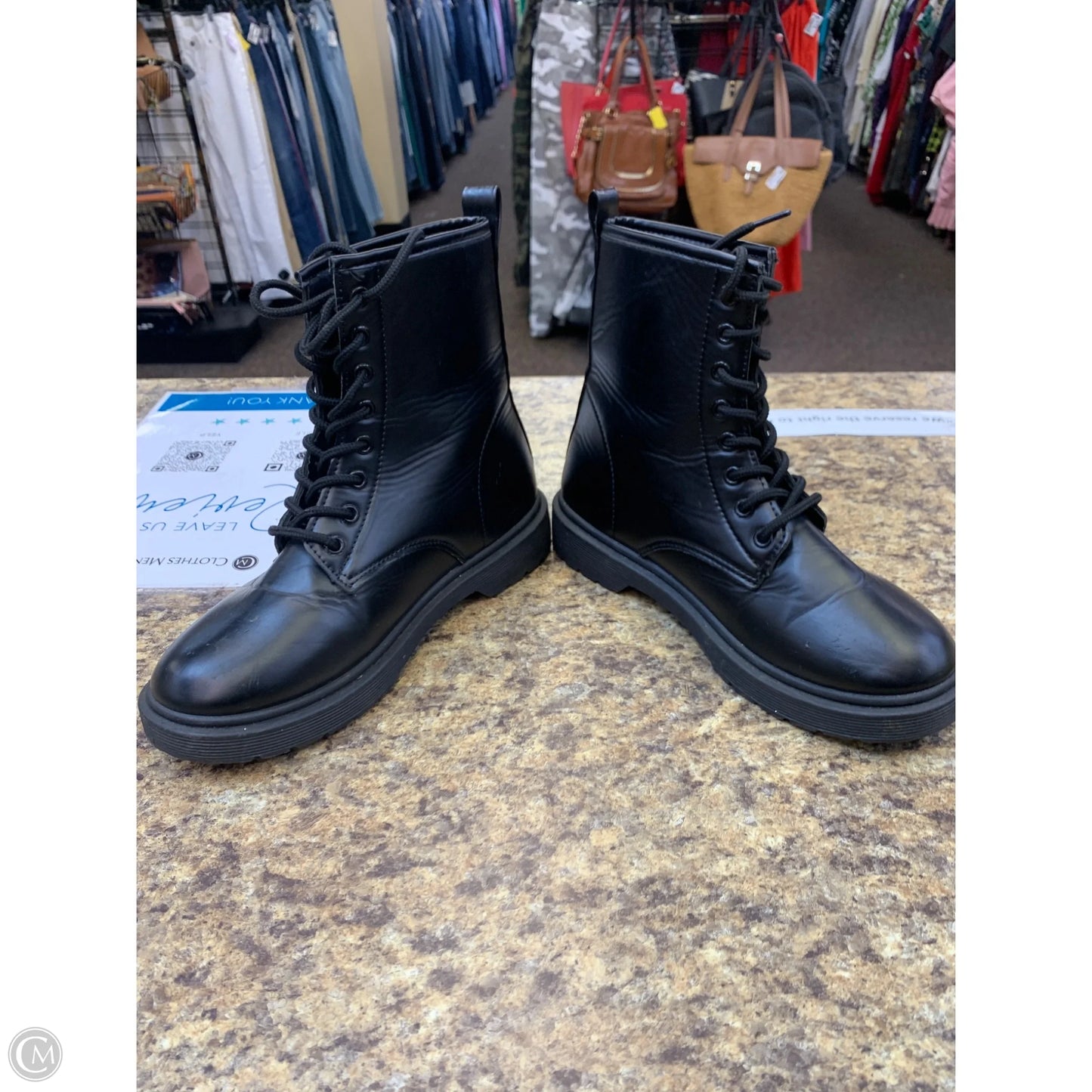 Boots Mid-calf Flats By Clothes Mentor In Black, Size: 7