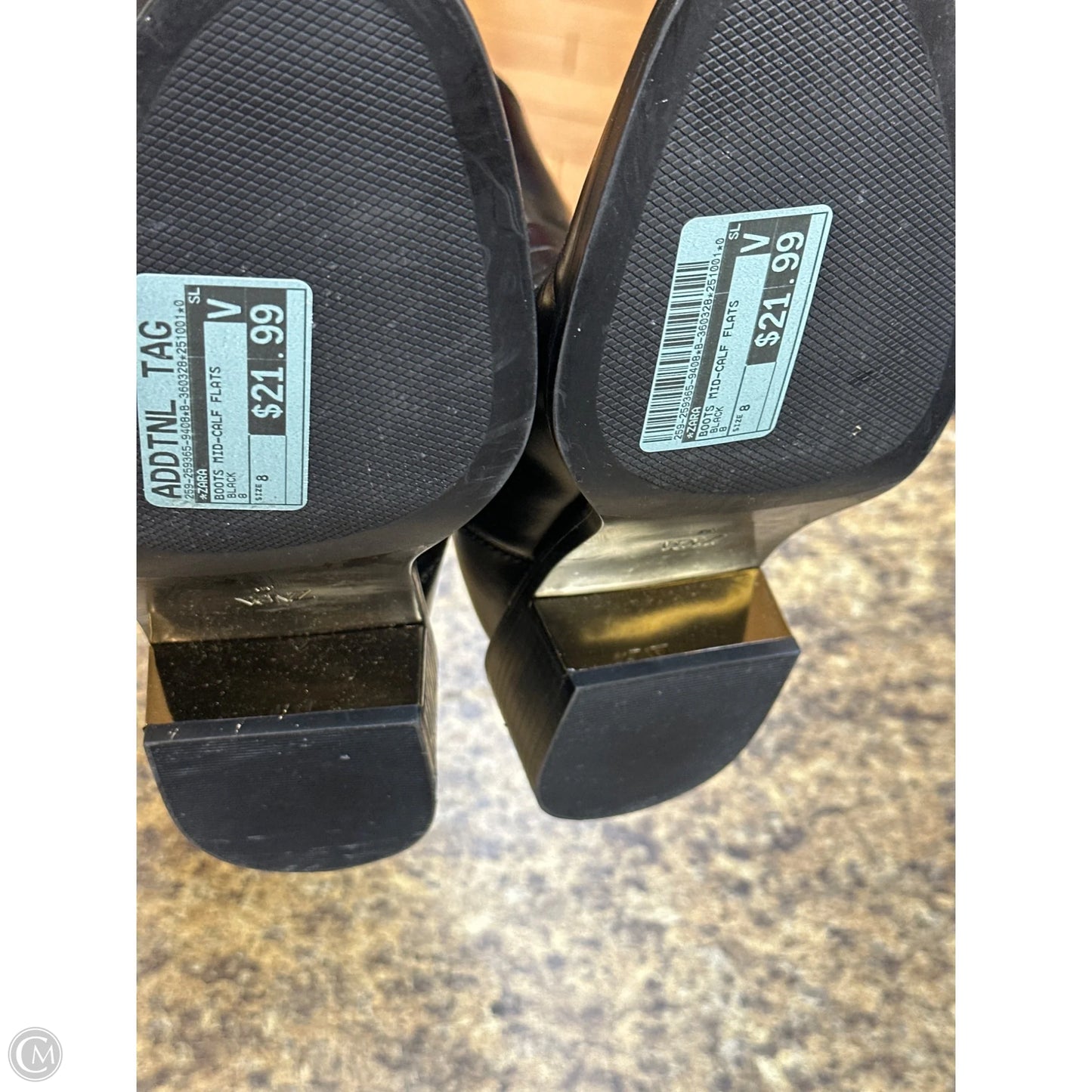 Boots Mid-calf Flats By Zara In Black, Size: 8