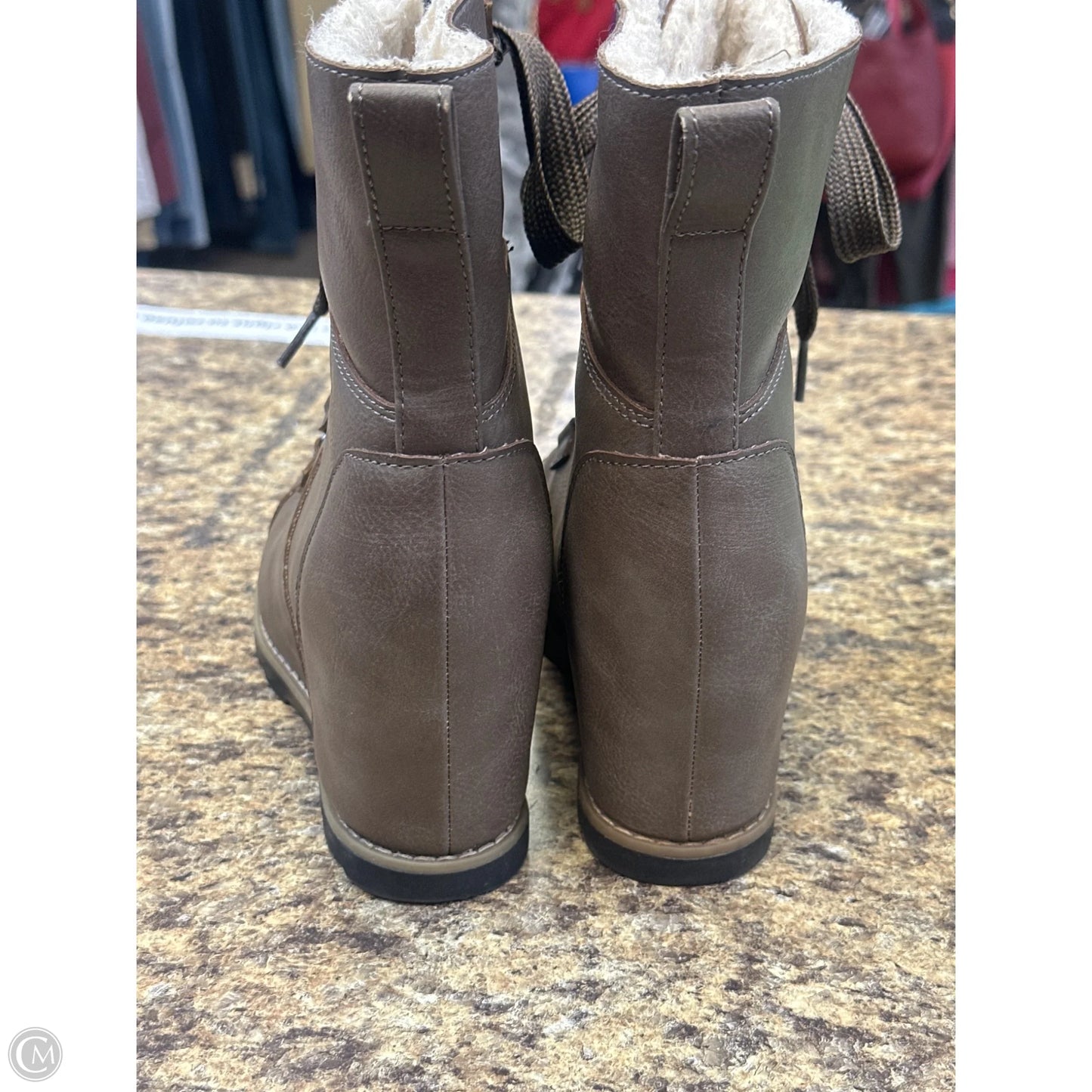 Boots Mid-calf Flats By Universal Thread In Beige, Size: 8.5