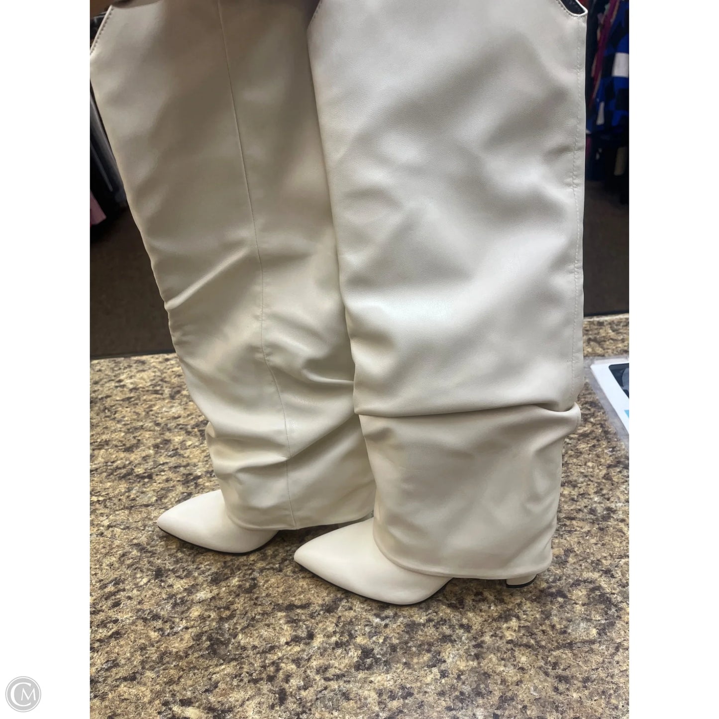 Boots Knee Heels By Nine West In White, Size: 6.5