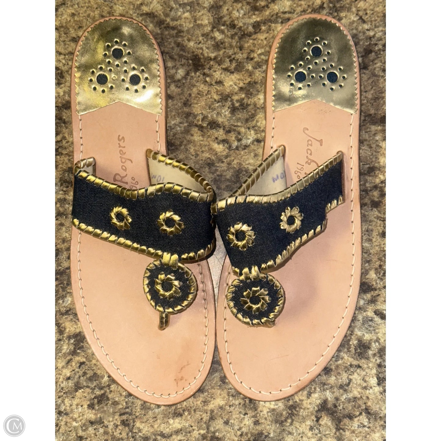 Shoes Flats By Jack Rogers In Blue & Gold, Size: 10