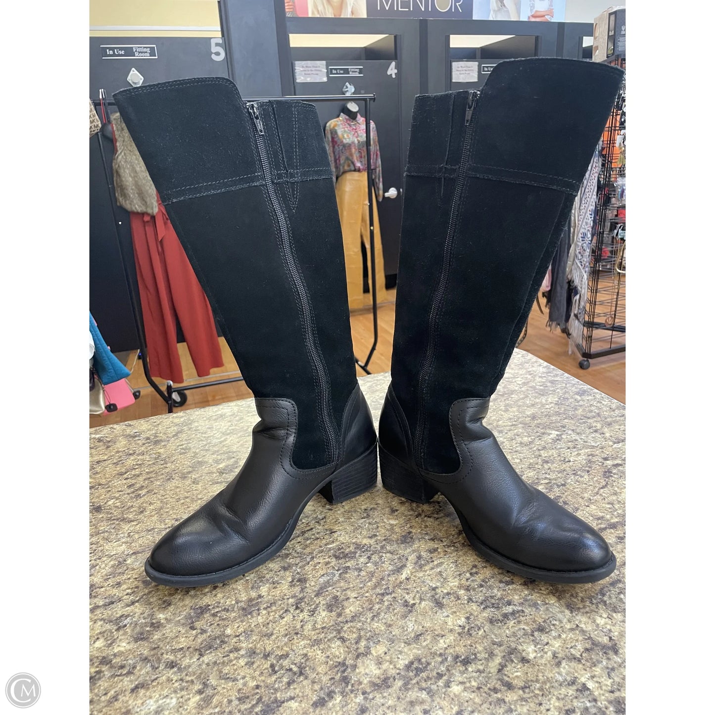 Boots Knee Heels By Boc In Black, Size: 8