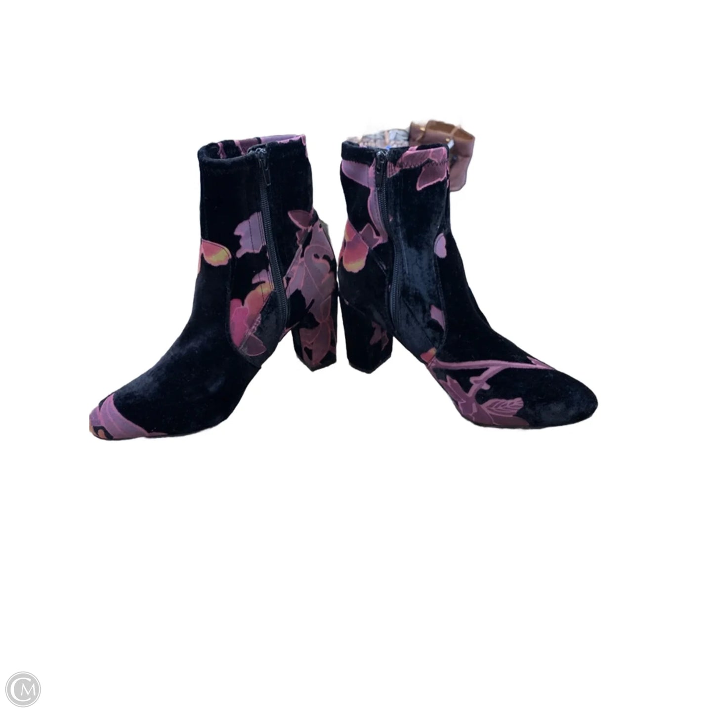 Boots Ankle Heels By Steve Madden In Black & Pink, Size: 9.5