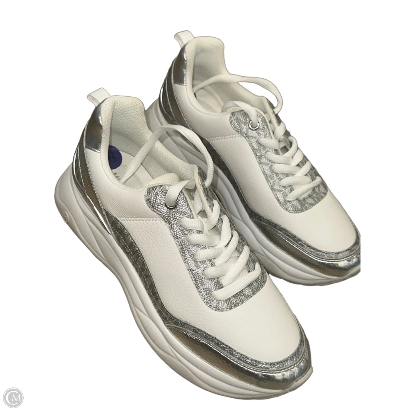 Shoes Sneakers By Michael By Michael Kors In Silver & White, Size: 8.5