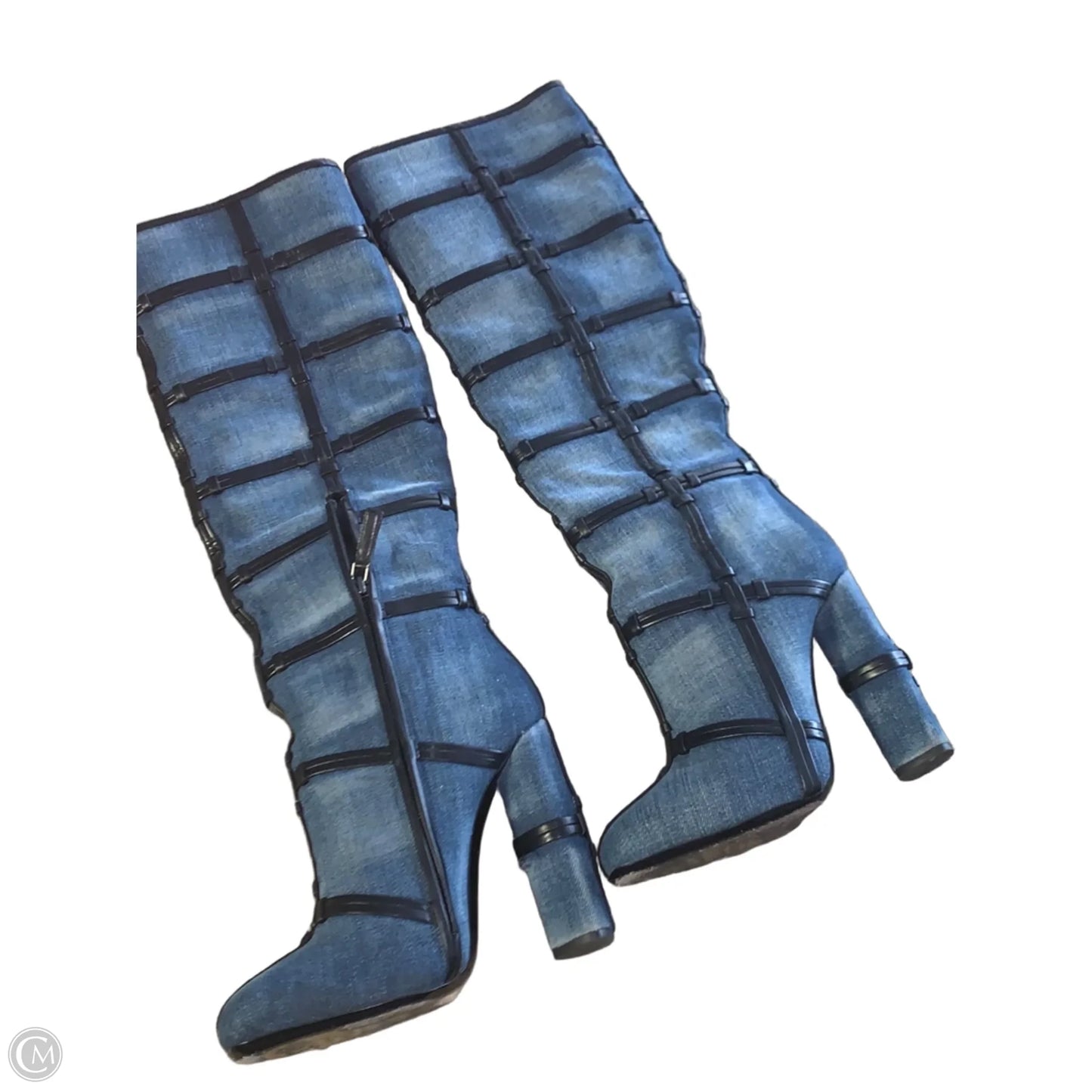 Boots Luxury Designer By Tom Ford In Blue Denim, Size: 7