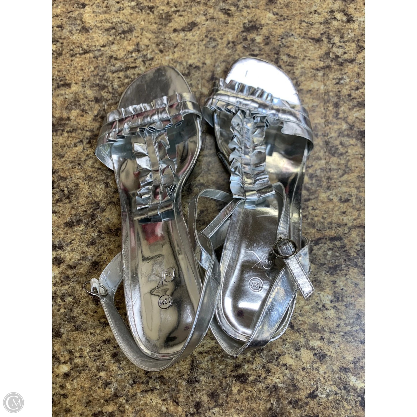 Sandals Heels Kitten By Ok In Silver, Size: 12