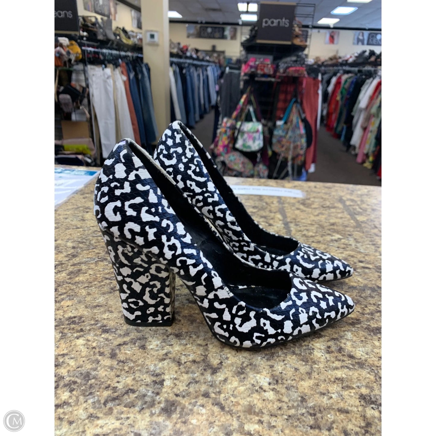 Shoes Heels Block By Eva Mendes In Black & White, Size: 10