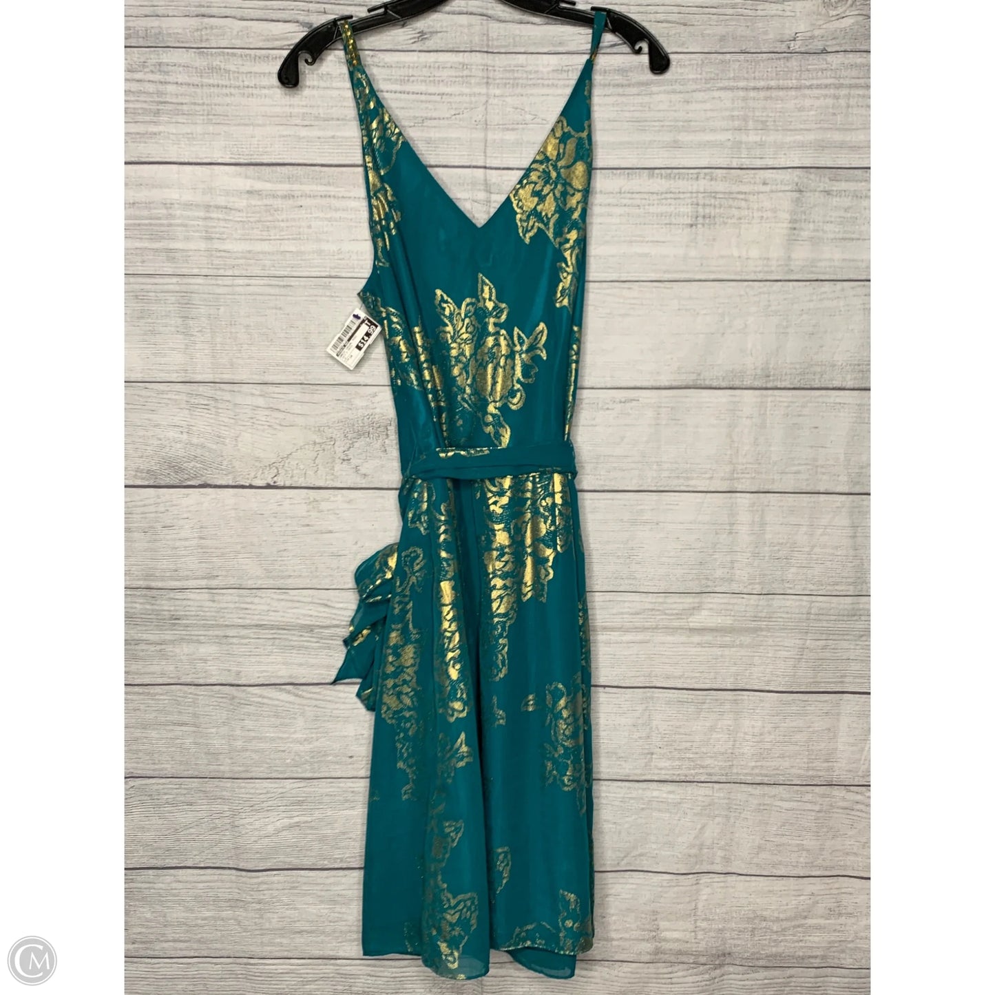 Dress Casual Midi By Robbie Bee In Gold & Green, Size: 14