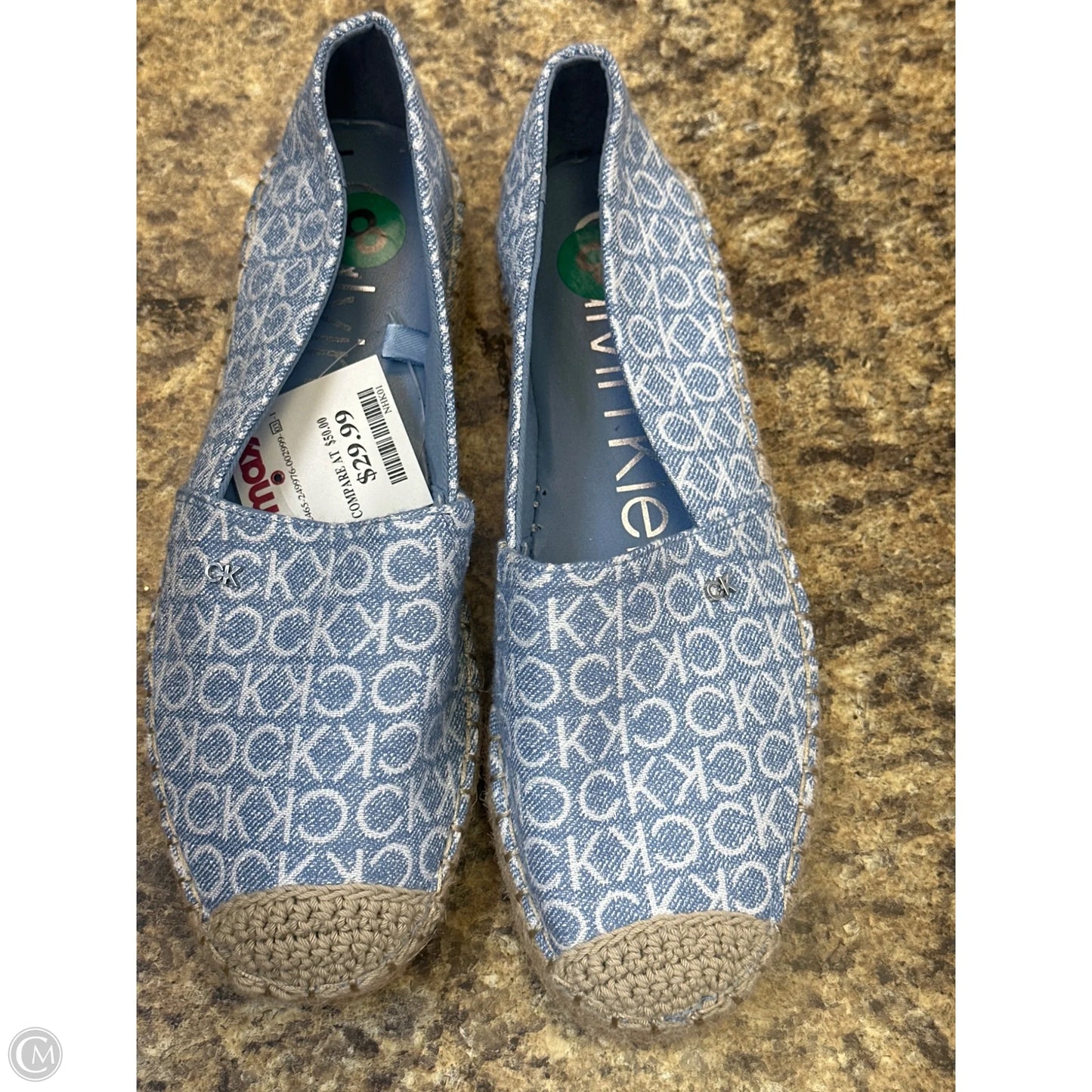 Shoes Flats By Calvin Klein In Blue & White, Size: 8