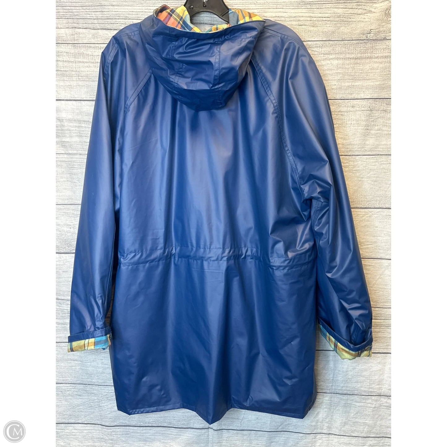 Coat Raincoat By Totes In Blue, Size: L