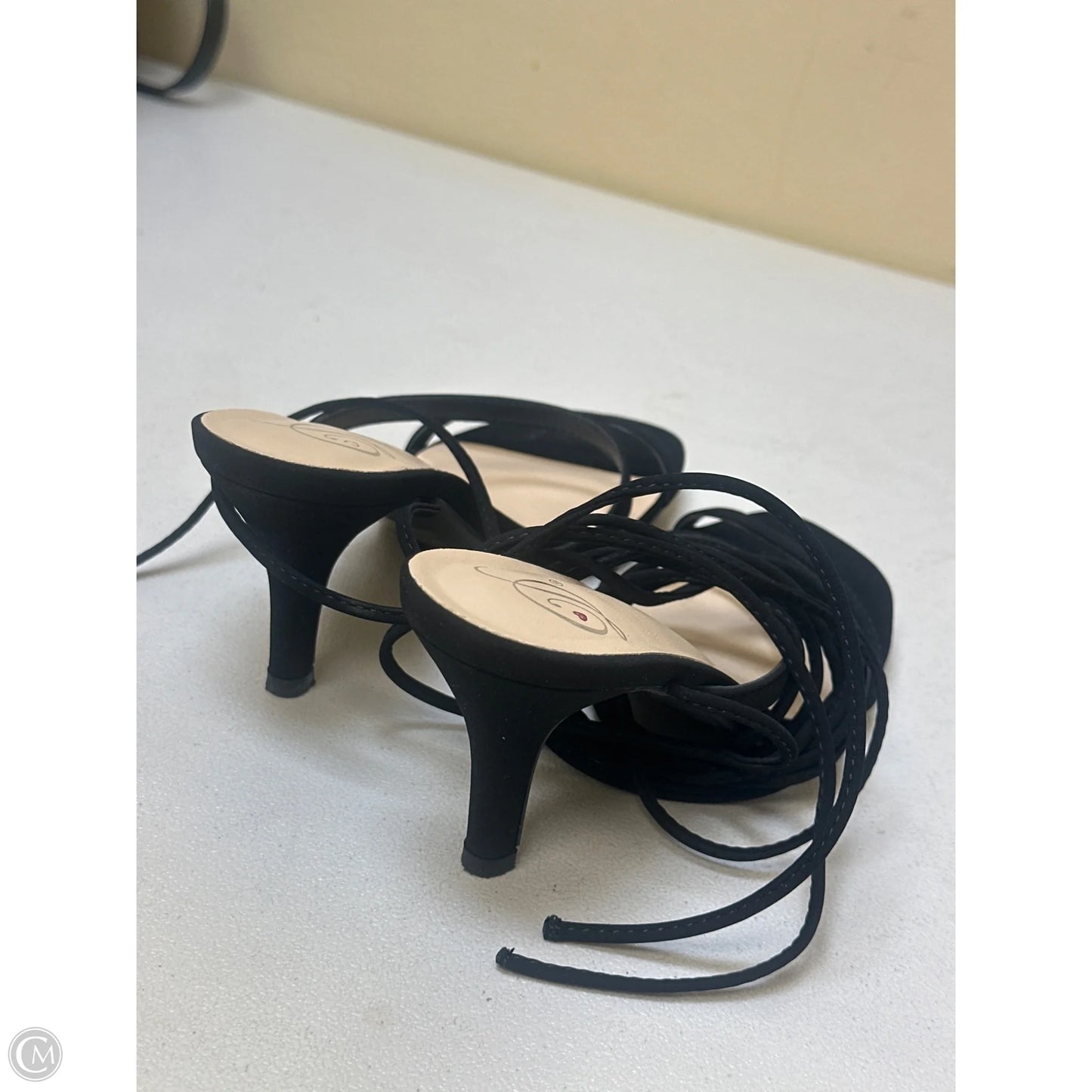 Sandals Heels Kitten By Cmf In Black, Size: 6