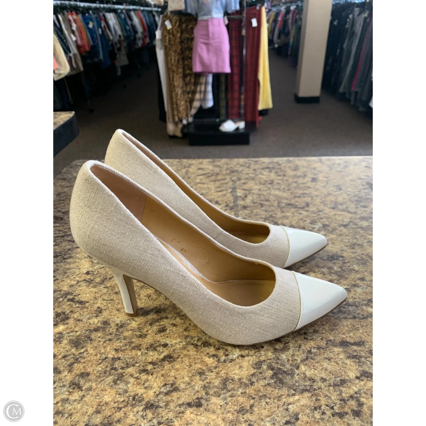 Shoes Heels Stiletto By Nine West In Tan & White, Size: 10