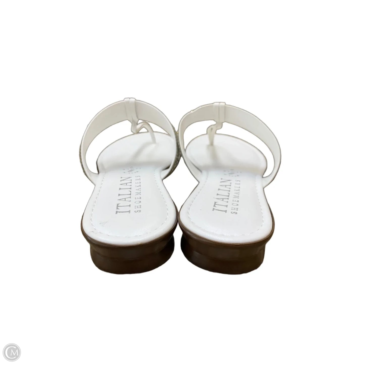 Sandals Flip Flops By Italian Shoemakers In Silver & White, Size: 7