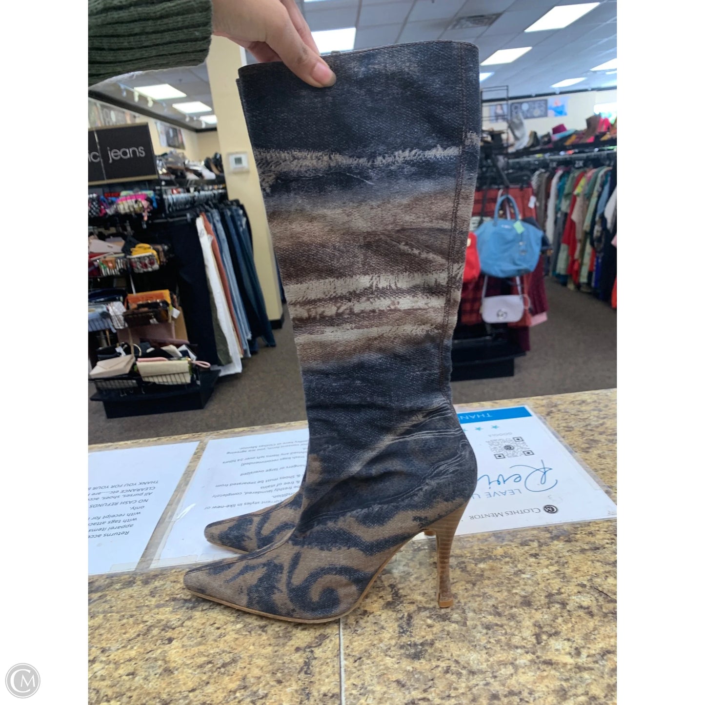 Boots Ankle Heels By Bebe In Blue Denim, Size: 9