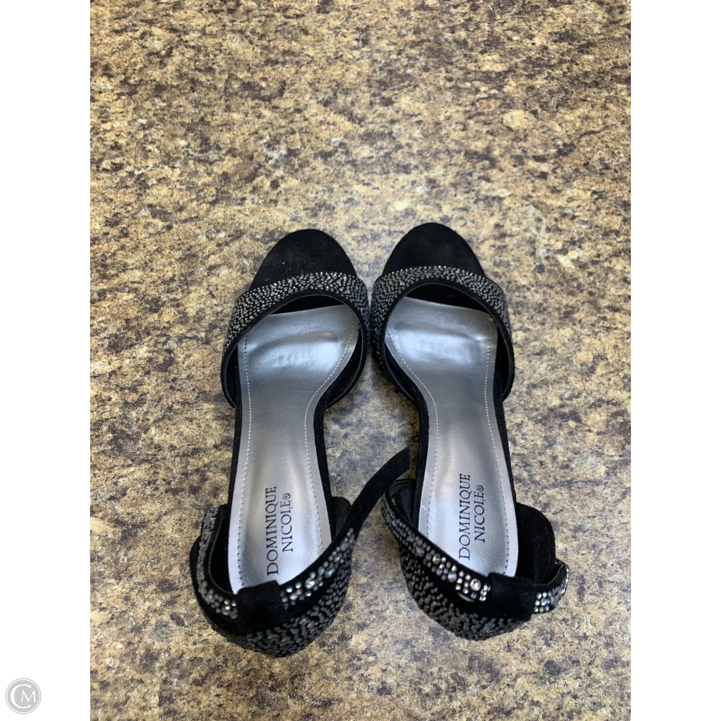 Sandals Heels Stiletto By Cmf In Black & Silver, Size: 12