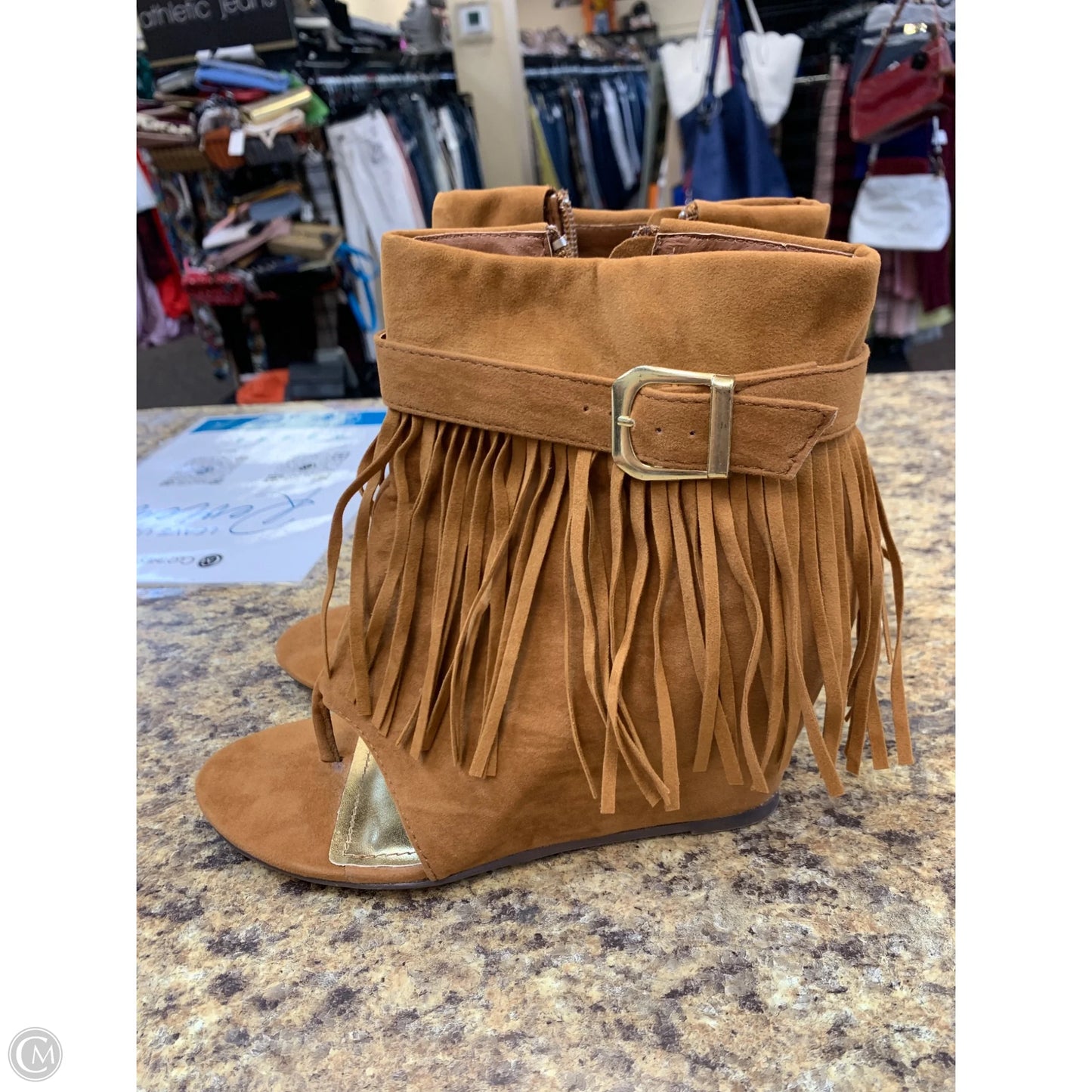Shoes Heels Wedge By Rouge In Tan, Size: 8