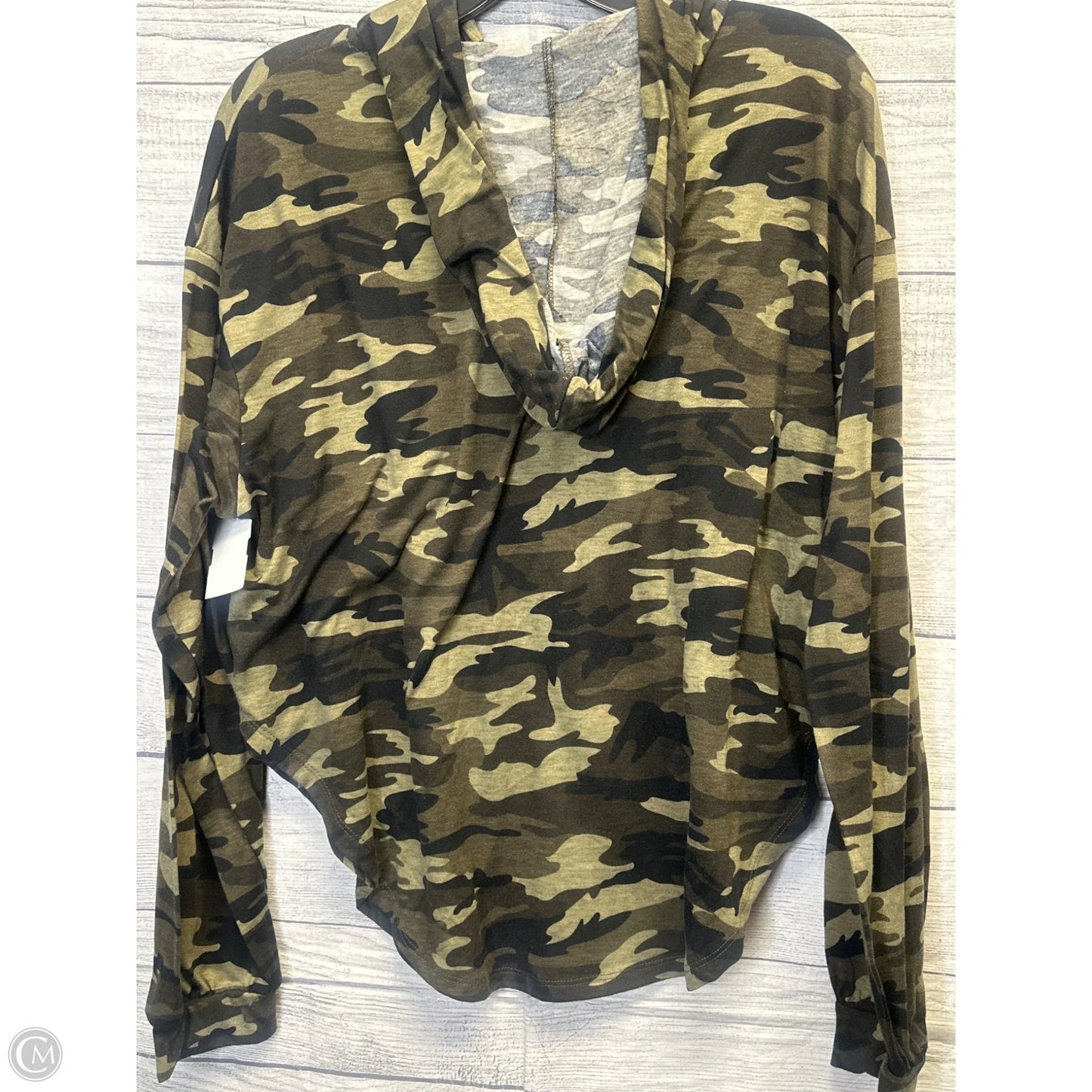 Top Long Sleeve By Shein In Camouflage Print, Size: L