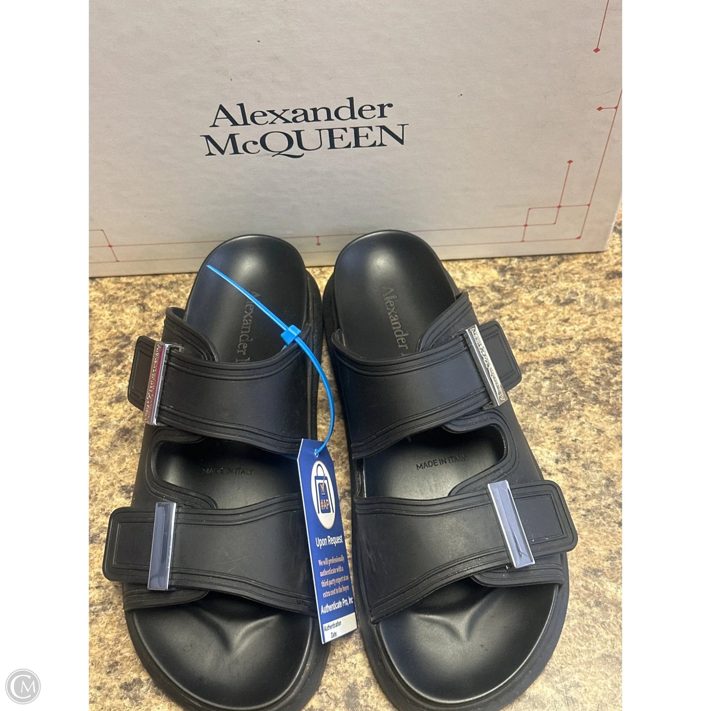 Sandals Luxury Designer By Alexander Mcqueen In Black, Size: 6.5