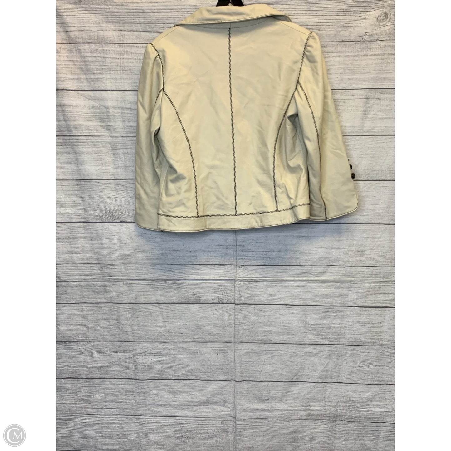 Jacket Leather By Wilsons Leather In Beige, Size: M