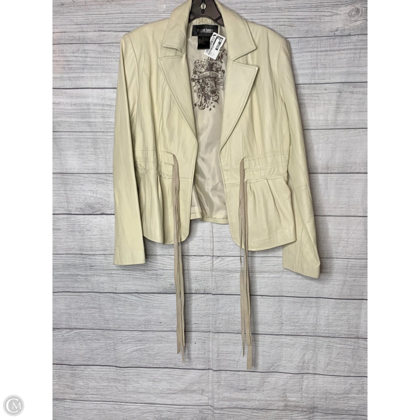 Jacket Leather By Brandon Thomas In Beige, Size: M