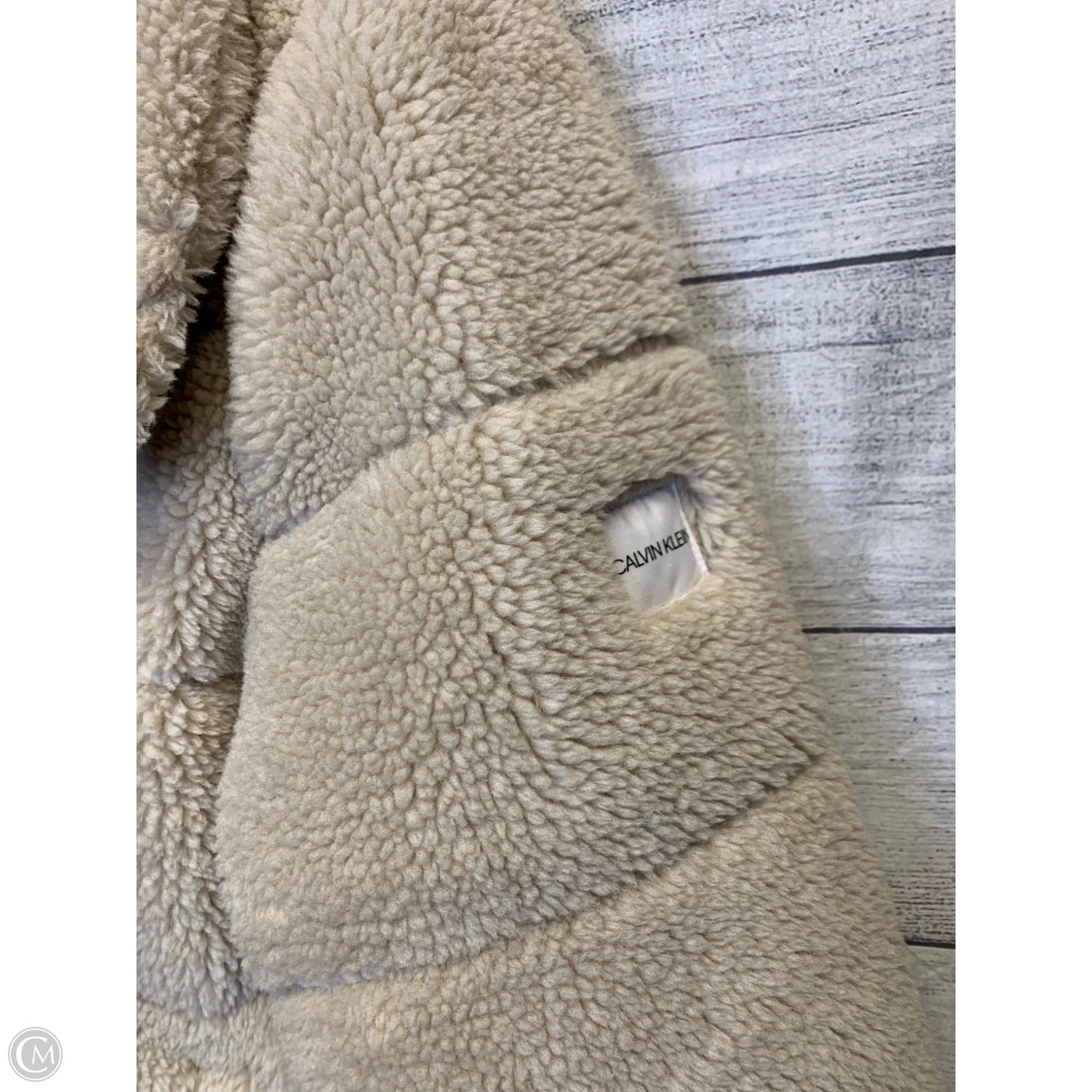 Coat Faux Fur & Sherpa By Calvin Klein In Beige, Size: L