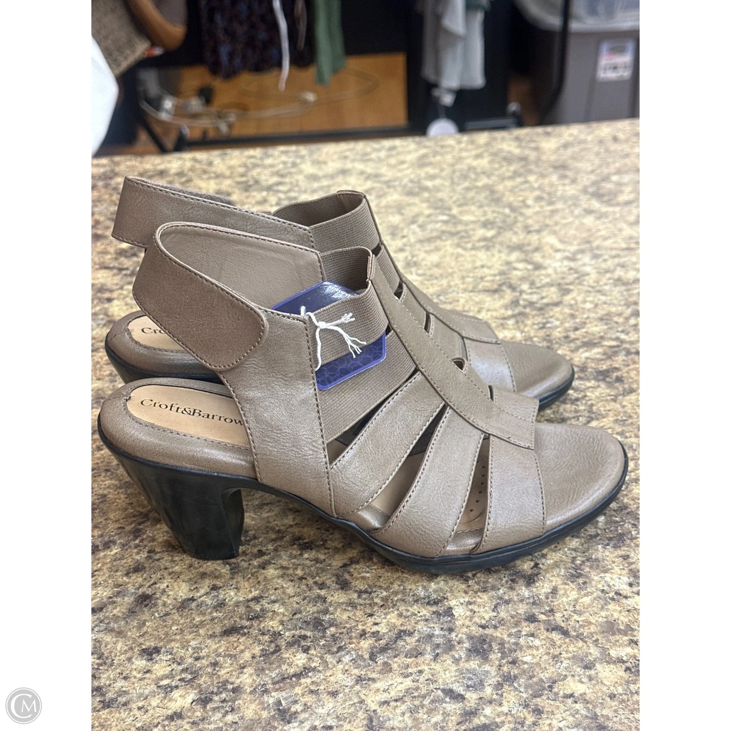 Sandals Heels Block By Croft And Barrow In Taupe, Size: 9.5