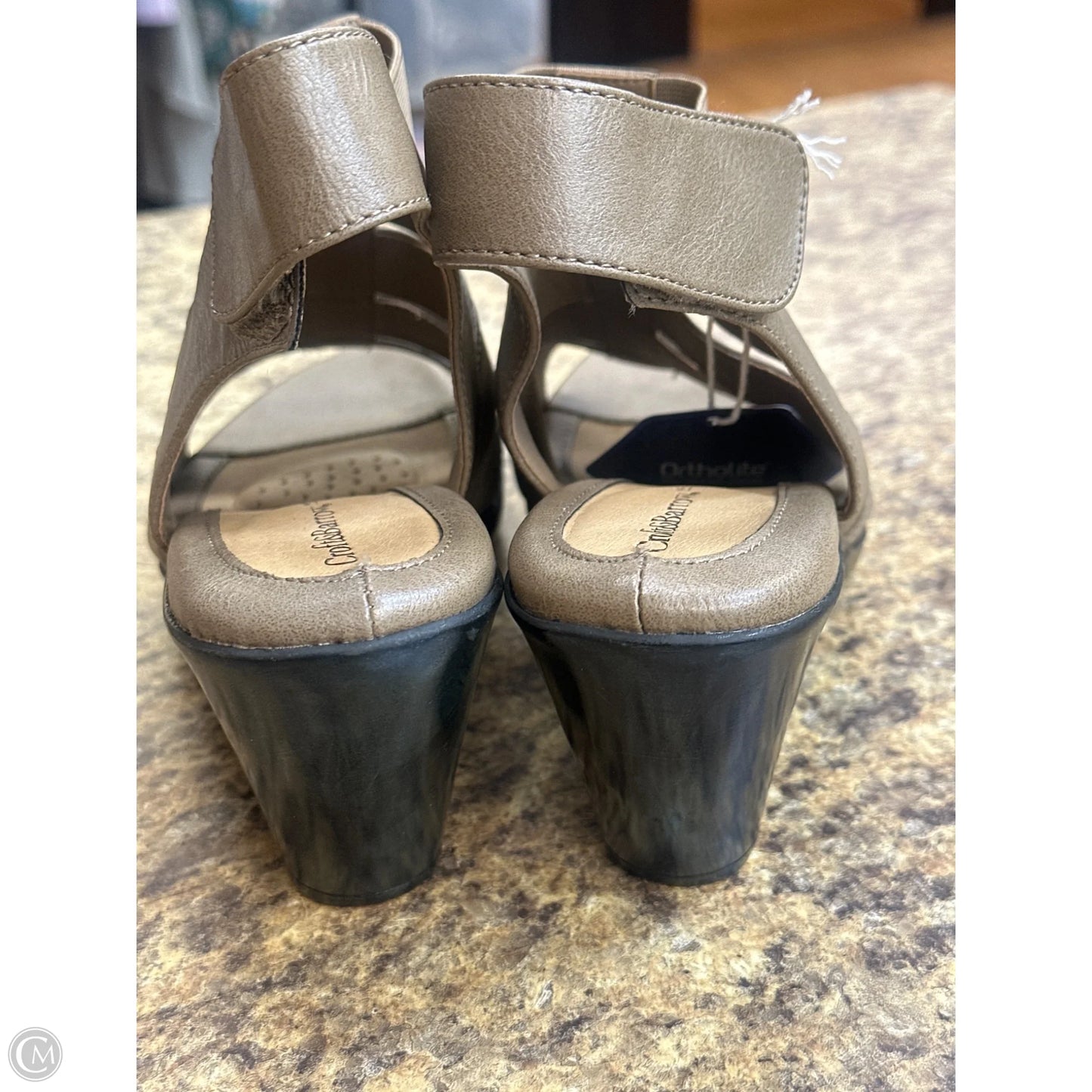 Sandals Heels Block By Croft And Barrow In Taupe, Size: 9.5