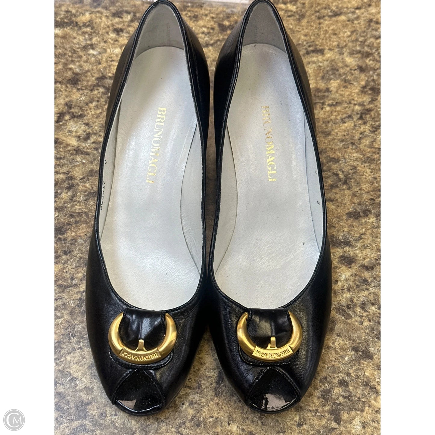 Sandals Heels Kitten By Bruno Magli Shoes In Black, Size: 9