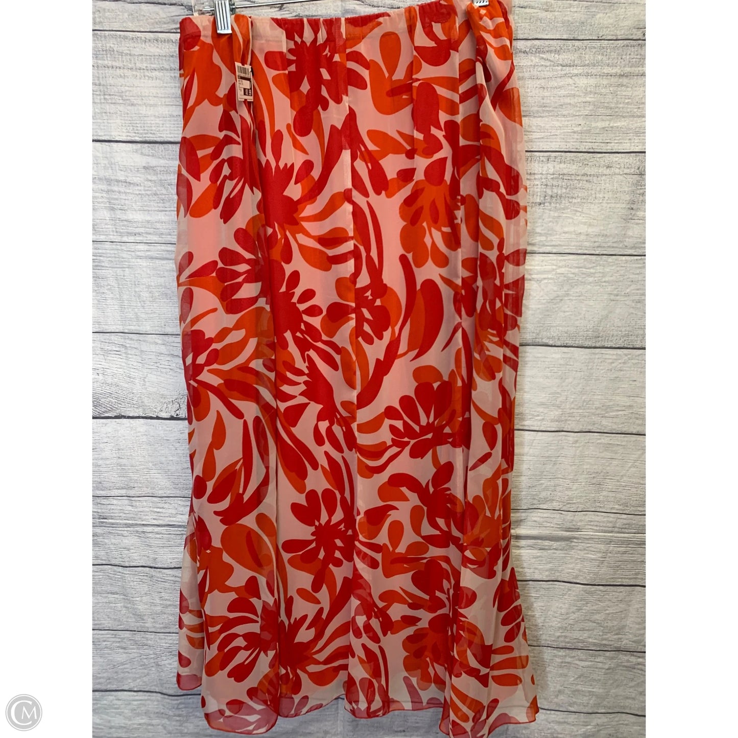 Skirt Midi By Cato In Orange & Red, Size: 18