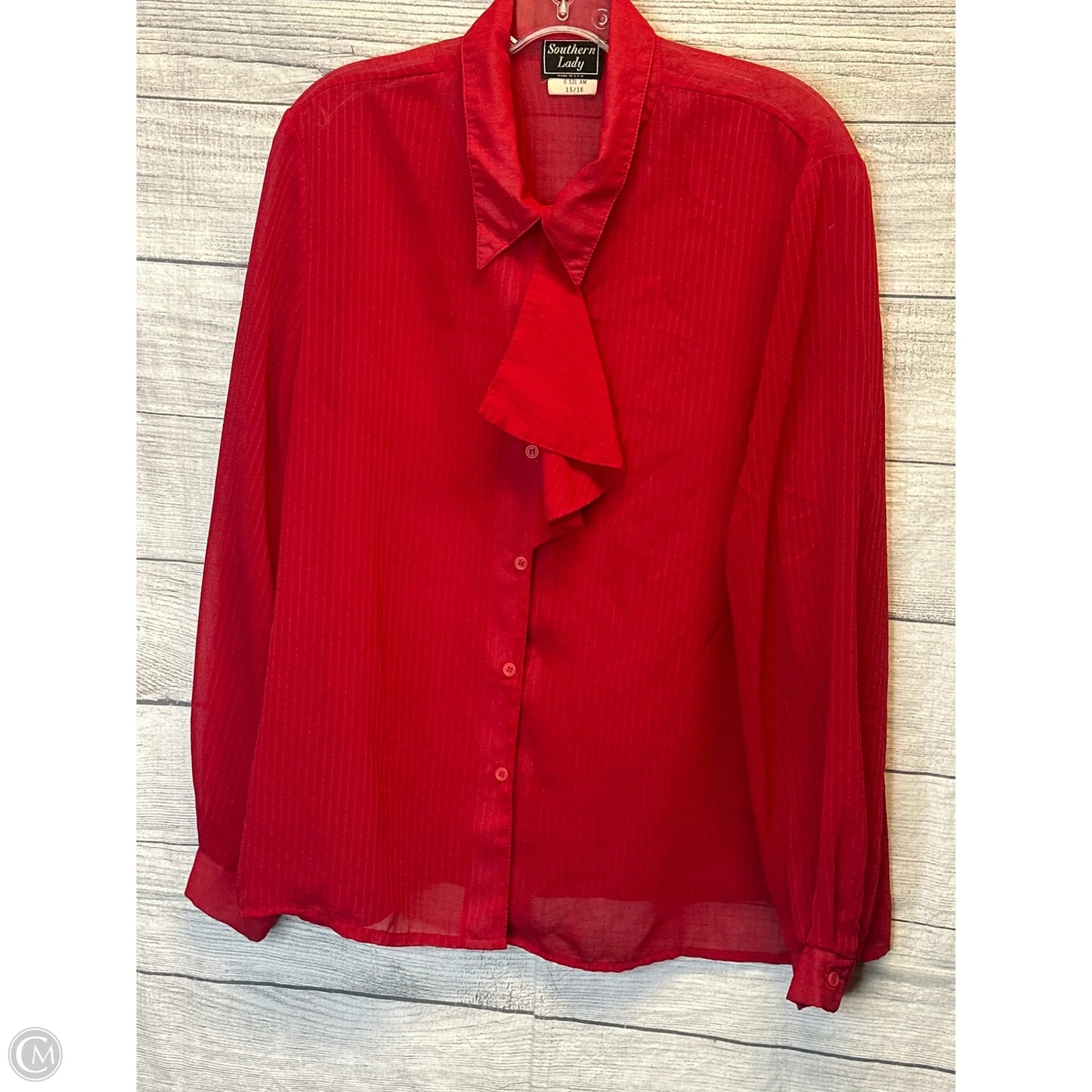 Blouse Long Sleeve By Cmf In Red, Size: 16