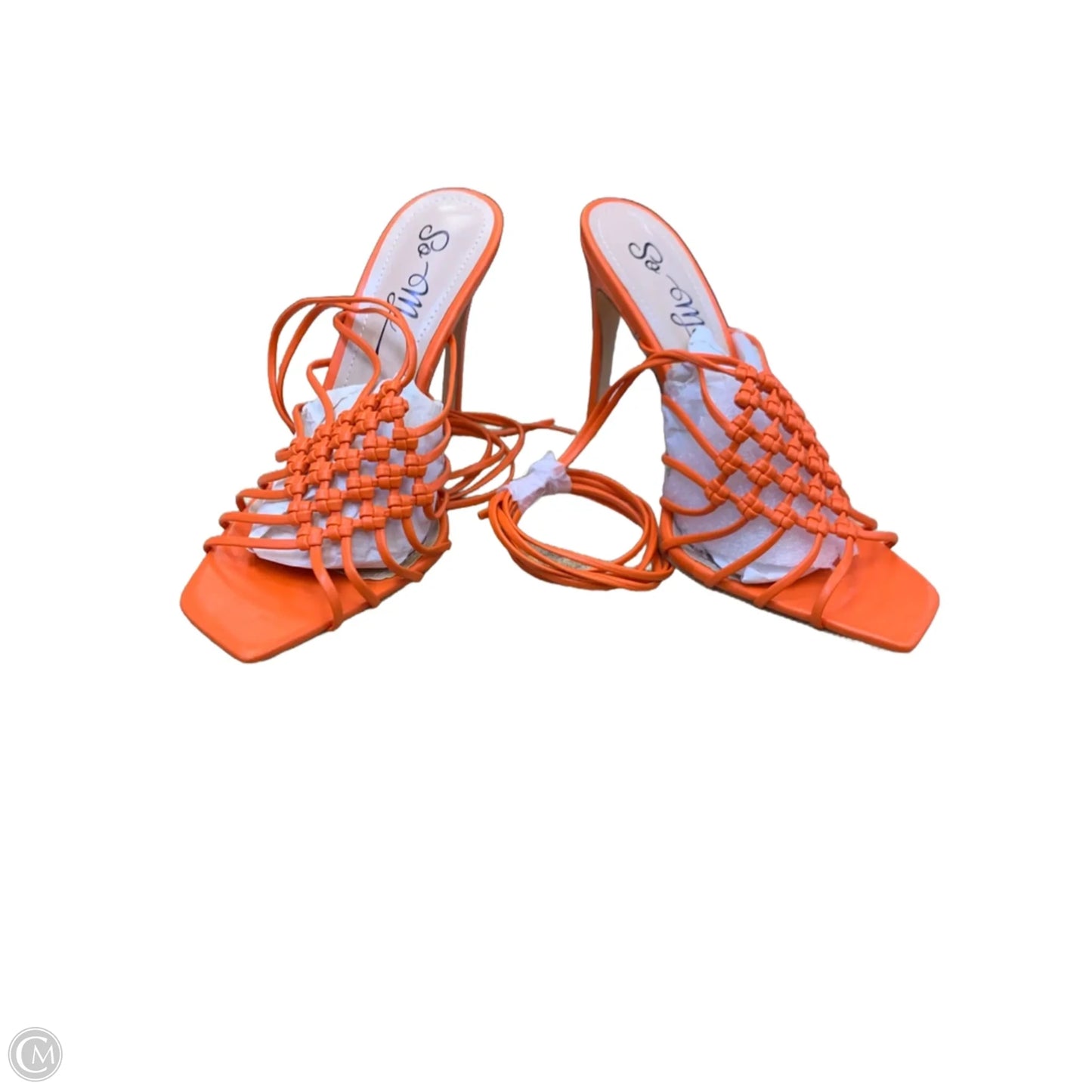 Sandals Heels Stiletto By Cmf In Orange, Size: 9