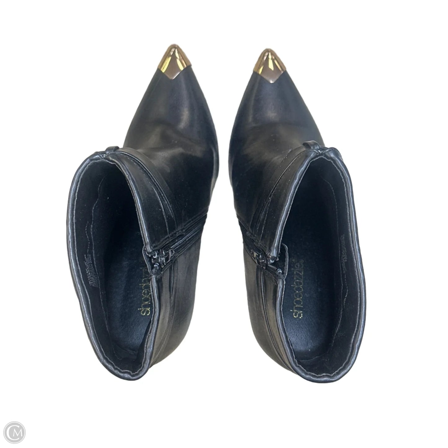 Boots Ankle Heels By Shoedazzle In Black & Gold, Size: 11