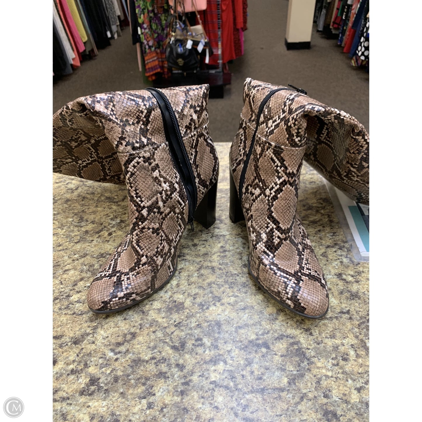 Boots Knee Heels By A New Day In Brown & Cream, Size: 8.5