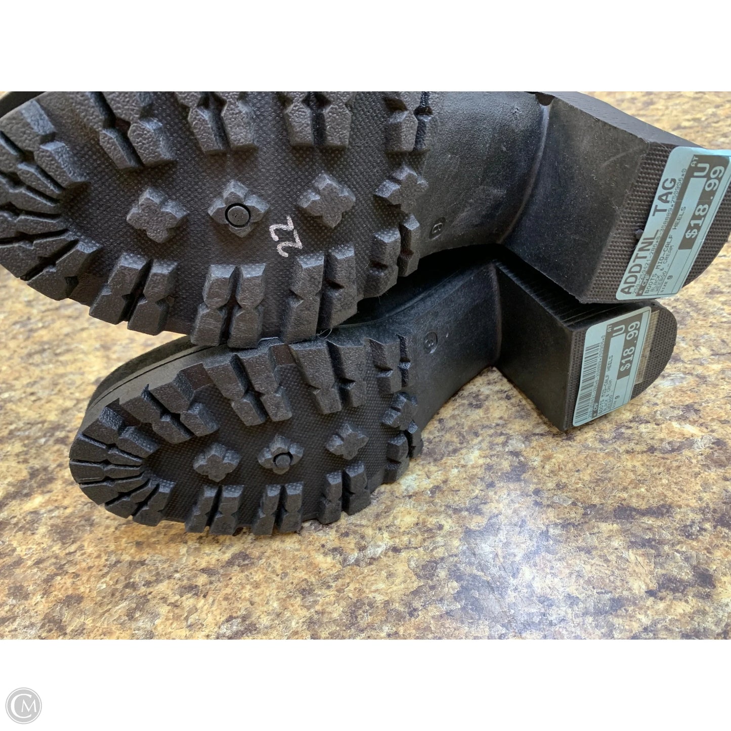 Boots Mid-calf Heels By Cmf In Black & Cream, Size: 9