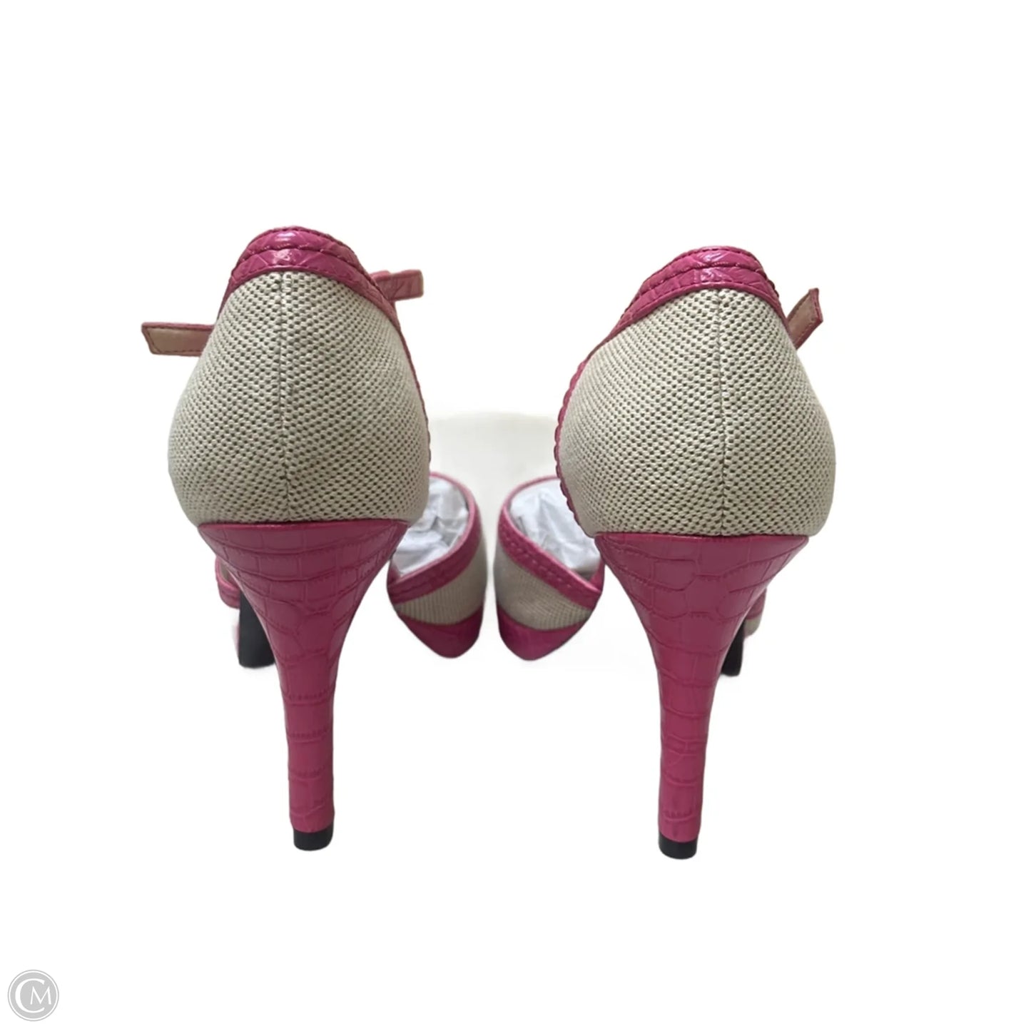 Sandals Heels Kitten By Nine West In Pink & White, Size: 10