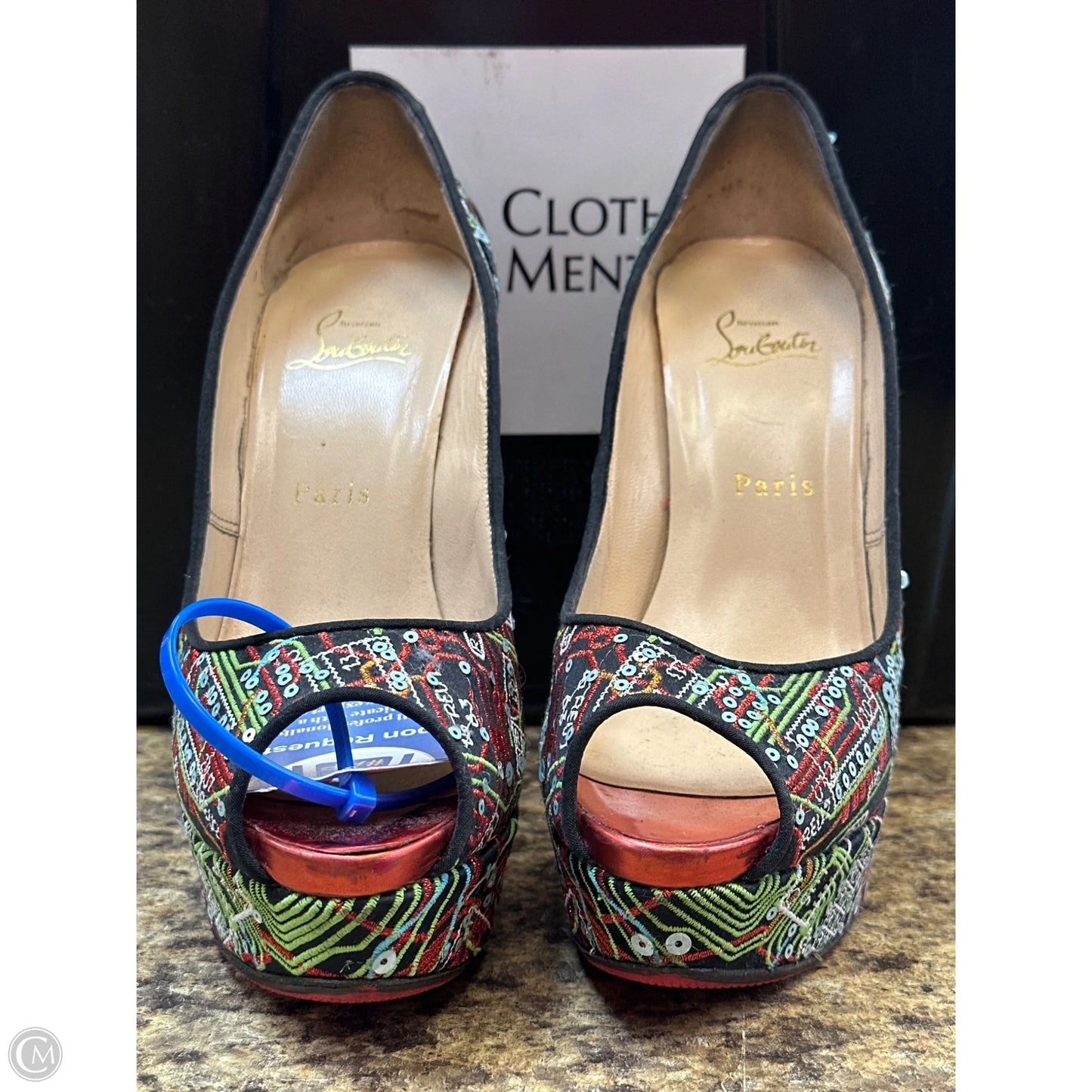 Sandals Designer By Christian Louboutin In Multi-colored, Size: 39.5