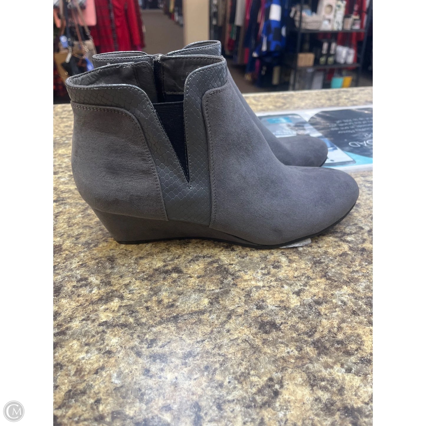 Boots Ankle Heels By Solanz In Grey, Size: 8