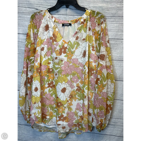 Top Long Sleeve By Cmf In Floral Print, Size: L