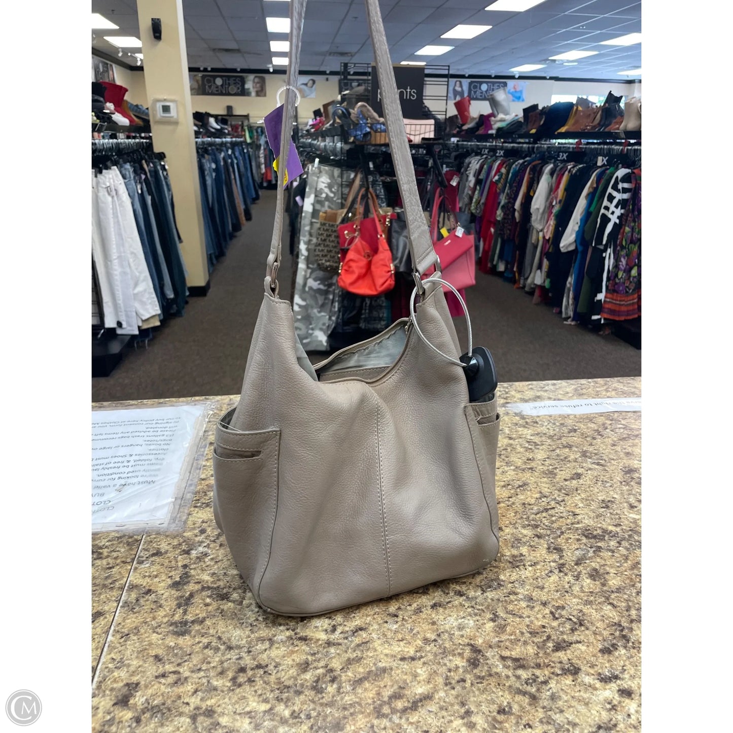 Handbag Leather By Cmf, Size: Medium